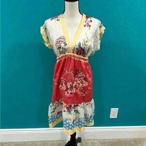 Johnny was silk floral flower embroidery babydoll dress in size xs